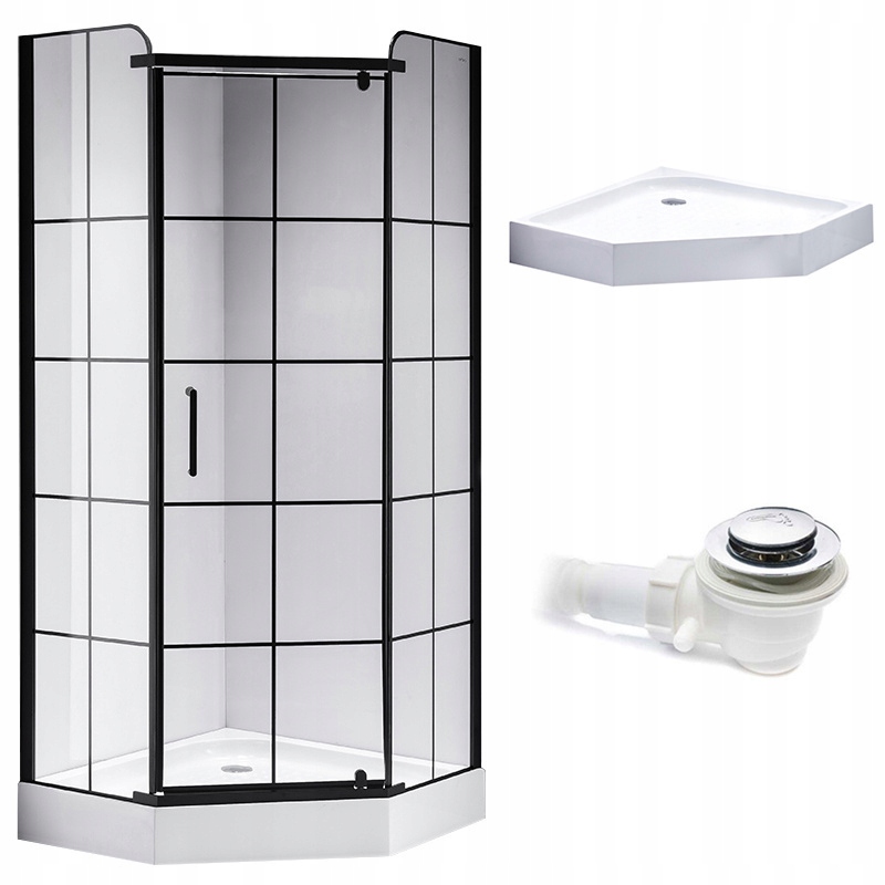 Hydrosan sprchový kút SET BS06B+SXL07B BIELE krídlové dvere 90 x 90 cm
